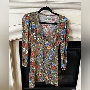 O’Neil floral above the knee long sleeve dress size M